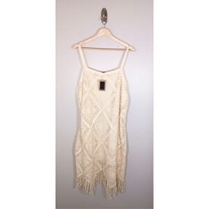 Kings Road Crochet Boho Fringe Western Festival Midi Women's Dress Size 2XL New